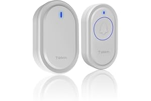 TUGARD Campanello Senza Fili, Mini Campanello 500ft Range 0-110dB Mute Mode 39 Campanelli, 5 Livelli di Regolazione del Volume e Campanello con Luce LED,Facilmente Installare in Ufficio,Hotel,Casa,Villa,App