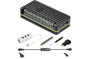Raspberry Pi Zero Boîtier Kit, iUniker Aluminium pour 2 w 2, en avec câble MicoUSB, hub OTG, bande thermique, adaptateur HDMI W/Zero V1.3