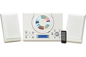 GROUPTRONICS CD Player with Speakers - HiFi System for Home with Radio, USB, MP3, Clock Alarm & Remote - Compact Stereo System with Wall Mount Design - Small CD Players for Home - GTMC-101