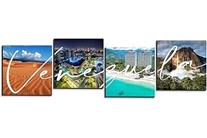 Decographics | Cuadros decorativos salón | Decoración del hogar | Cuadros Modernos Salón | Decoración creativa |Ciudad | 20x20 cm C/U | 4 cuadros (Venezuela)