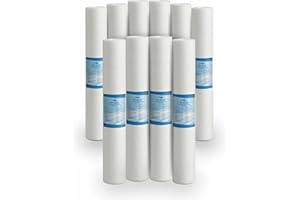 Bellerofonte Filtre sédiments 20 pouces 50 microns en polypropylène. Élimine le sable, le limon, les particules de rouille et les impuretés en suspension jusqu'à 50 microns 10 pièces