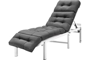 AS AWESLING Outdoor Sun Lounger Cushion - Shredded Memory Foam Patio Chair Cushion with Ties, Waterproof Fabric Replacement for Garden Chaise Lounge, Sun Chair & Poolside Furniture (Indoor/Outdoor Use) (GREY)