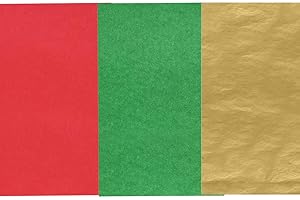 Jwssor Papier de soie de Noël, 30 feuilles de papier de soie rouge, vert, or, papier d'emballage cadeau