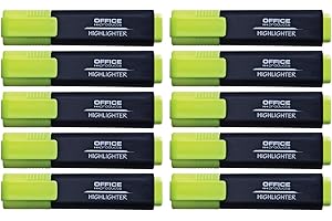 ‎OFFICER PRODUCTS OFFICER PRODUCTS PRODUCTS Textmarker Leuchtend 10er Pack Farbe: Gelb/Highlighter Textliner Die Ungiftige Tinte, Keilspitze Leuchtfarben Hohe Qualität/Strichstärke 1-5mm, 17055211-06