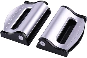 ISKIP 2 Pack Car Seatbelt Adjuster, Car Seat Belt Clip Stopper, Shoulder Neck Strap Positioner, Universal Plastic Lock Strap Clamp Auto Vehicle Clip for Kids and Adults (Silver)