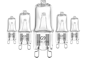 VINBE Specail G9 Halogen Bulb for Microwave Oven Cooker Bulb and Oven Bulb， 230v 25W Halogen Light Bulb 3000K 5 Packs