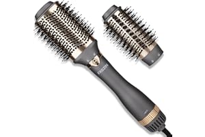 Faszin Hair Dryer Brush, Hot Air Brush with 3 Adjustable Temperature&2 Heads,One-Step Blow and Volumizer, Release 100 Million Negative Ions Smooth, Silky Frizz-Free Hair, Gray