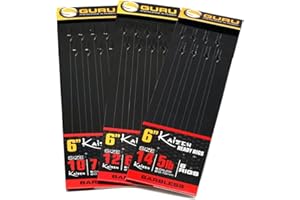 Guru Ready Rigs 6 Inch Long Kaizen Barbless Hook Pellets Meat Corn Worms Paste Maggots 10-7lb 12-6lb 14-5lb 16-5lb 18-4lb 20-3lb [1 Piece]