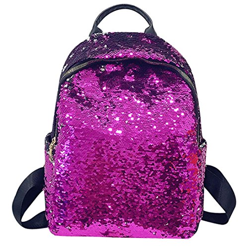 Preisvergleich Produktbild Rosennie Damen Pailletten Schultasche Rucksack Schulranzen Reise Umhängetasche Rucksack Frauen Mädchen Glitzer Rucksäcke Schultasche Schulrucksack Reise Sporttasche Travel Bag(Lila)