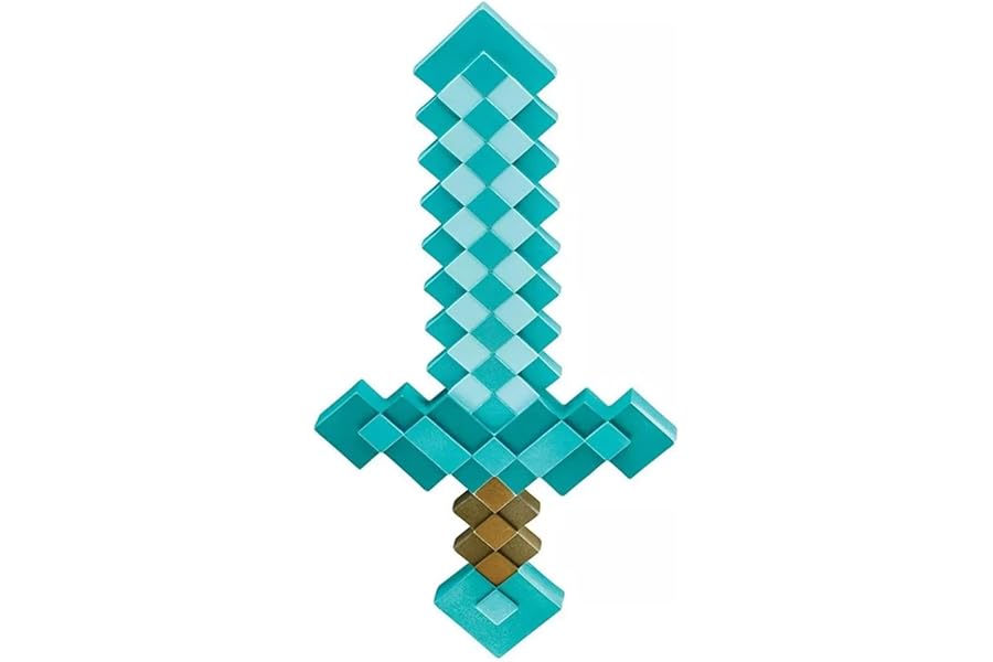 Minecraft Diamond Sword Accessory, Officially Licensed by Disguise, 20" / 50cm Toy Sword, Inspired by Steve's Sword, Ideal for Role Play To Battle Against The Creepers, Pixel Design, One Size