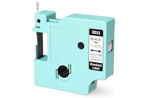 Vixic 3D11 Cintas de Etiquetas Compatibles de Repuesto para DYMO A45010 Negro sobre Transparente 12mm x 7m, Compatible con DYMO LabelManager 160 280 360D 210D Vixic D1600 D1600D Etiquetadoras, 1-Pack