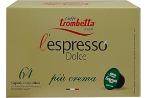 CAFFE TROMBETTA Caffè Trombetta, l'Espresso Dolce Più Crema, Capsule Compatibili con Sistema Nescafè Dolce Gusto - 4 Confezioni da 16 Capsule, in Totale 64 Capsule