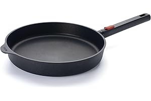 Woll Eco Logic QXR żeliwna patelnia – indukcyjna, Ø 28 cm, wysokość 5 cm, ze zdejmowanym trzonkiem – nadaje się do wszystkich rodzajów kuchenek, nie zawiera PFAS, powłoka nieprzywierająca, odlew