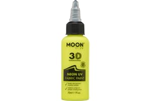 Moon Glow, Neon-UV-3D-Stofffarbe, Textilfarbe für Kleidung, T-Shirts, Taschen, Schuhe und Leinwand (Intensives Gelb, 30 ml (1er-Pack))