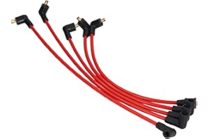 TBEST Juego de Cables de Bujía, 5 Piezas Juego de Cables de Encendido de Bujía 8 Mm Cables de Encendido HT de Silicona Roja Cables de Bujía para Modelos MGB 1800cc