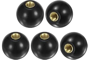 M METERXITY 5-Pezzi Pomelli a Sfera Filettati, M8 Filettatura Femmina 30mm Dia. Pomello a Sfera Termoindurente per Tornio/Macchina/Tosaerba, Maniglia a Leva Inserto Ottone Fenolico [Nero]