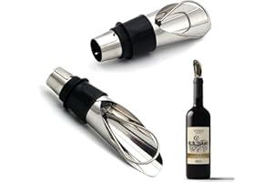 LEDDY LIVING 2 tapones para botellas de vino, licor y aceite, de acero inoxidable, aireado, boquilla de sommelier, antigoteo, reutilizable