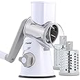 Rotary Cheese Grater, Vegetable Slicer with Three Drum Blades, Grater for Kitchen Faster and Easy Cutting, Rotary Drum Grater Ideal for Cheese, Cucumber, Carrot. etc.