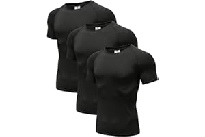 HOLURE Men's (1 or 3 Pack or 5) Cool Dry Compression Short Sleeve Sports Baselayer T-Shirts Tops