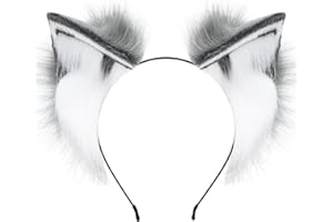 ZFKJERS Handgefertigtes Fell Fuchs Katzenohren Stirnband Fursuit Kopfbedeckung Cosplay Kostüm Party Zubehör