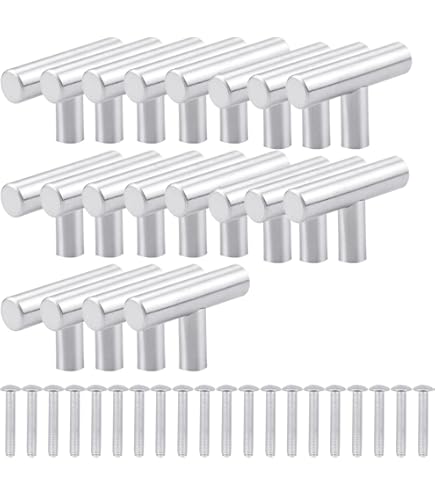 20 Pomelli Per Mobili Nero - In Acciaio Inossidabile, Design A T Moderno, Per Cassetti E Armadi Cucina - Foto 5