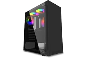iONZ KZ08B V3 PC Gaming Computer Case M/ATX Classic Black Midi Tower Tempered Glass with 3 FRGB Fans