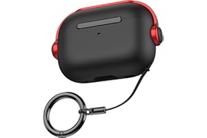 Teyomi Etui z TPU do AirPods Pro 2. generacji, etui ochronne do Apple Airpods Pro 2 z karabińczykiem, Airpods Pro 2 Case z zamkiem [design słuchawek muzycznych] (czarno-czerwone)