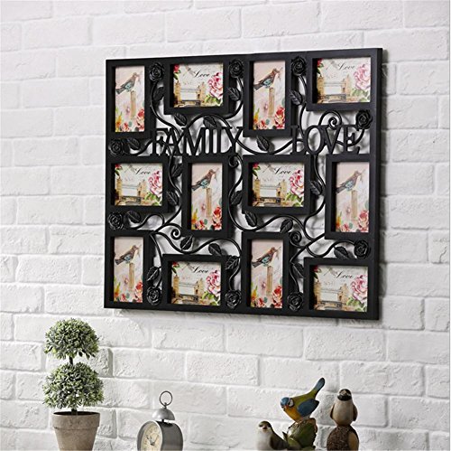 Ddj Frames großes Puzzle Stil 12 4 x 6 Wand aufhängen Collage Bilderrahmen, passt Standard 10,2 x 15,2 cm Fotos, 12 Öffnung, perfekter Bilderrahmen für Familie Bilder. Collage und mehrere Öffnung Frames - 3