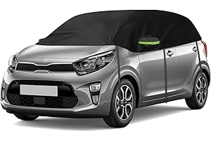 JINSENTGG Halbe Autoabdeckung Ersatz für Kia Picanto 2003-2025, Softtop Dachschutz Autoabdeckung Wasserdicht, Halbe Garage mit Riemen, UV-beständig für jedes Wetter