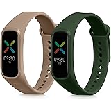 kwmobile 2x Cinturino TPU Silicone Fibbia Compatibile con Oppo Band Sport Cinturino - Cinturini 14-22 cm verde scuro/marrone