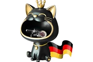 BLOOOK Maneki Neko Fortune Cat - Statuetta di gatto che ride, idea regalo per gatti, ciotola per chiavi, vassoio, decorazione moderna per soggiorno, casa, corridoio, mobili (nero)