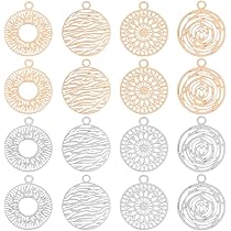 BENECREAT 36 Ciondoli In Ottone Per Gioielli Fai-da-te: Filigrana, Fiore E Albero Della Vita In 3 Colori (argento, Oro, Oro Rosa), 20x23,5 Mm - 5