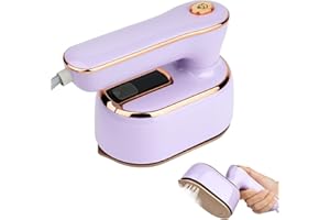 AUAUY Plancha de vapor mini, 1000 W, viajera y portátil, plancha de mano con depósito de agua de 100 ml, planchado seco y húmedo, vapor pequeño, para el hogar y los viajes (morado)