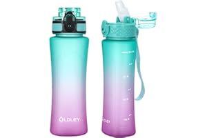 OLDLEY 450ml/15oz Kids Water Bottle with Straw Childrens Boys Girls Toddler 2 Lids Reusable Drink Bottles with Times Markings for School Home Camping Outdoor Sports BPA Free Leakproof Durable