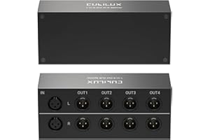 Cubilux 4-Wege-XLR-Stereo-Audio-Passivsplitter, 1 Buchse auf 4 Stecker, symmetrischer Audiokonverter, 1 Eingang, 4 Ausgänge, 4-Kanal-XLR-Splitterbox