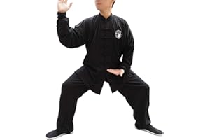 Dee Plus Ropa de Tai Chi con algodón para Mujer Hombre Unisex, Manga larga, Ropa de Artes Marciales Kung-fu Wing Chun Zen Meditación de ejercicio de la mañana Disfraz (un Conjunto)