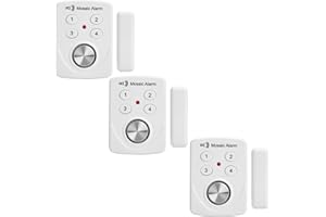 MOSAIC ALARM 3 Pack Door Alarms with Delay When Left Open 130db Window Break Sliding Siren Vibration Detect Sensor for Home, Apartment Security. Keypad Intruder Burglar Entry Alert. Pool Alarm for Kids Safety