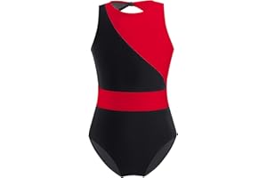 IEFIEL Maillot de Danza para Niña Body de Gimnasia Rítmica sin Manga Elástica Multicolor Leotardo de Ballet Disfraz de Bailarina 6-16 Años