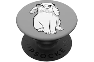 RABBIT FANTASY ADVENTURES CLOTHING Lapin Avec Des Lunettes Drôle Mignon Femmes Filles Enfants PopSockets PopGrip - Support et Grip pour Smartphone/Tablette avec un Top Interchangeable