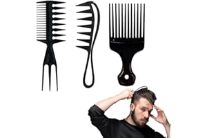 AOMIGT Peigne Cheveux Homme,Peigne de Coiffure,3Pcs Peigne de Coiffure Professionnel,Peigne à Fourche,Peigne Forme Huile,Peignes à Dents Larges,Set de Peignes de Coiffure,pour Styliste de salon Coiffeur