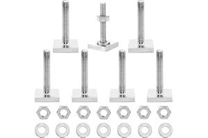 Zorvixal 7 unidades de tuercas en T con tuercas y arandelas, adaptador de ranura en T, M6 x 35 mm, acero inoxidable M6, barras de techo para barras de techo compatibles con Thule
