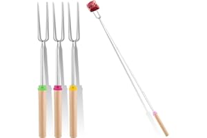 GENERIC 4 Pack Marshmallow Toasting Forks – Extendable Stainless Steel Roasting Sticks for Fire Pit, BBQ & Campfire – Retractable S’Mores Kit Accessories for Marshmallows & Hot Dogs