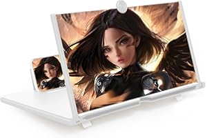 STEBRUAM Lupa na ekran telefonu komórkowego 18", uniwersalna lupa 3D, powiększenie wideo, wysuwany ekran HD, niebieskie światło, składany uchwyt wzmacniacza, lupa do wszystkich smartfonów