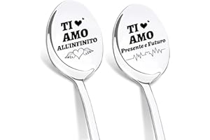 DIKARIYA Regalo San Valentine per Lei, Regali San Valentine per Lui, Cucchiaini da caffè con Incisione, Ti Amo Regalo San Valentine Coppia Romantico Anniversario per Fidanzata Fidanzato Marito Moglie