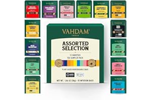 VAHDAM, Tè Assortiti (15 Gusti) | Scatola Regalo di Tè in Foglie Sciolte | Nero, Verde, Oolong, Chai e Tisana | Confezione Regalo Premium per Donne e Uomini