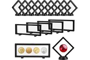 15 stycken flytande ram display hållare, 3D-flytande displaystativ med baser, transparent flytande vitrinskåp för myntsmycken