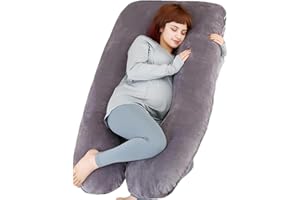 TaiBest Schwangerschaftskissen U-förmiges Ganzkörperkissen,schwangerschaftskissen zum schlafen Kann Rücken, Gesäß und Beine von schwangeren Frauen unterstützen (Polyester, Dunkelgrau)