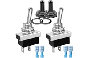 GUUZI 2 szt. Wodoodporny Przełącznik Dwupozycyjny 12V-24V 25A 2 pin 2 pozycja SPST Włącznik/Wyłącznik Przełącznik Dwupozycyjny z Wodoodporną Osłoną do Samochodu Ciężarówka Lodzi