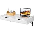 FOREHILL Wall Mounted Desk with 2 Drawers 80cm Computer Table Study Table Office Workstation Wooden for Living Room Bedroom