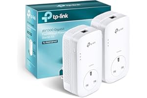 TP-Link TL-PA8010PKIT 1-Port Gigabit Passthrough Powerline Adapter Starter Kit, Powerline Network Adapters Speed up to 1300 Mbps, HD Video Streaming and Online Gaming, No Configuration Required